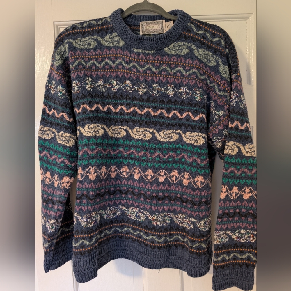 Vintage Patterned Crewneck Sweater